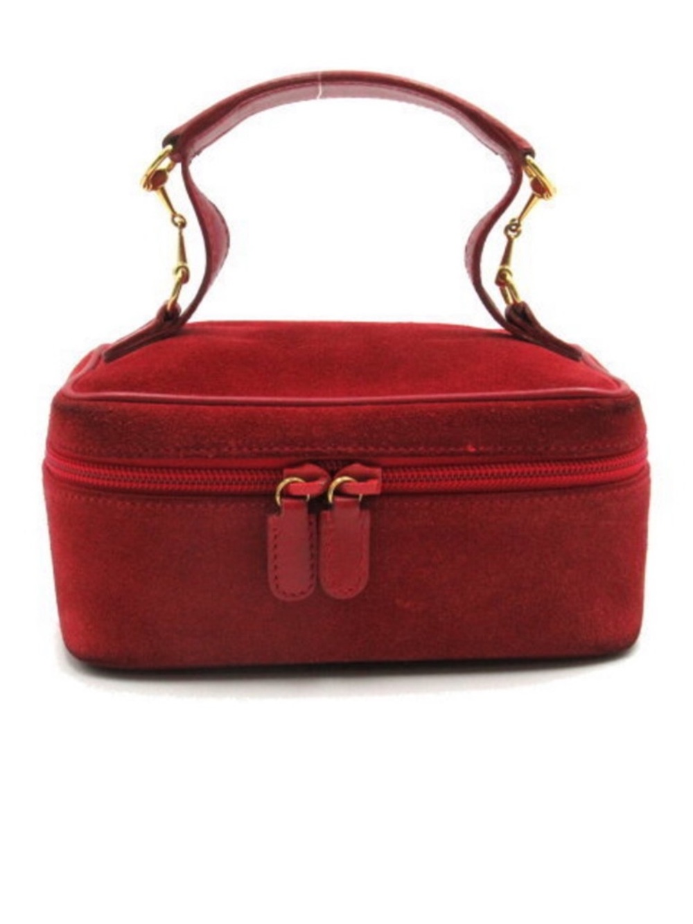 Vintage Gucci Red Velvet Top-Handle Cosmetic Case